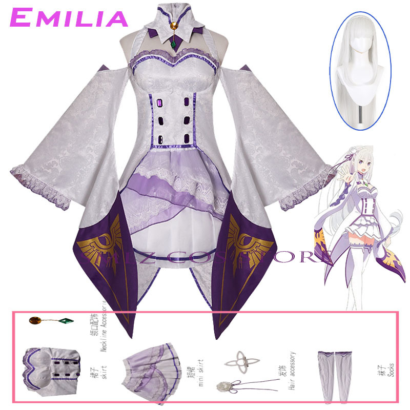 Emilia Cosplay Anime Re Zero K - Anime Cosplay Ladies 评论和价格