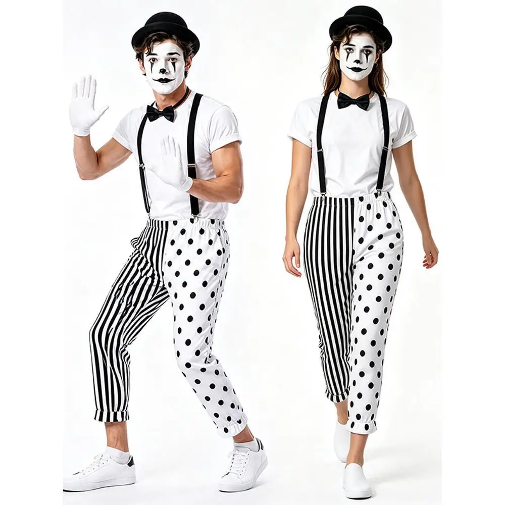 Black And White Mime Clown Cou - Anime Cosplay Couple 评论和价格