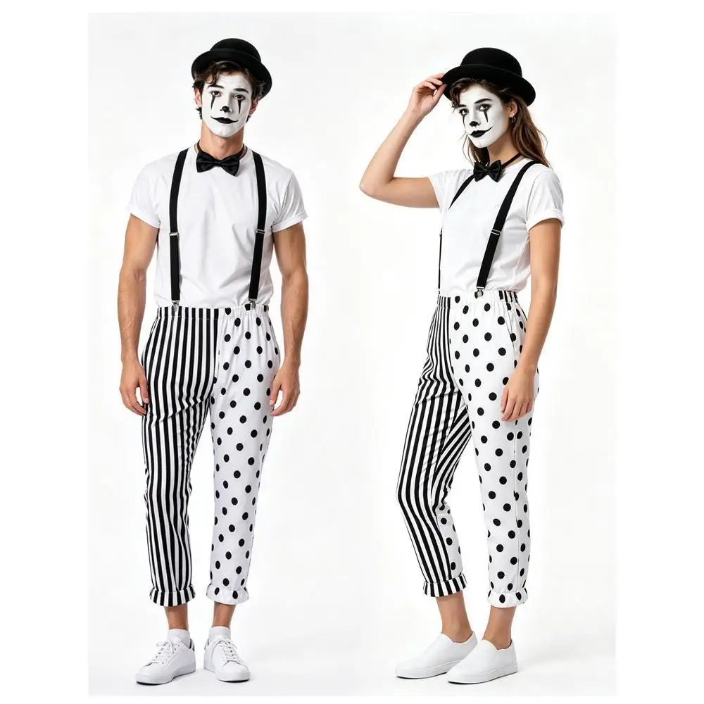 Black And White Mime Clown Cou - Anime Cosplay Couple 评论和价格